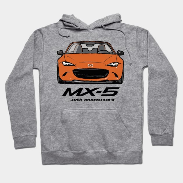 MX5 Miata 30th Anniversary Orange Hoodie by Woreth